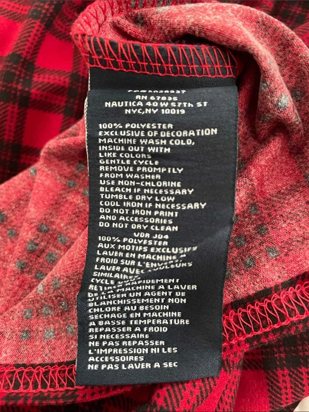 Nautica Red and Navy Plaid Men’s Pajama Set Size L